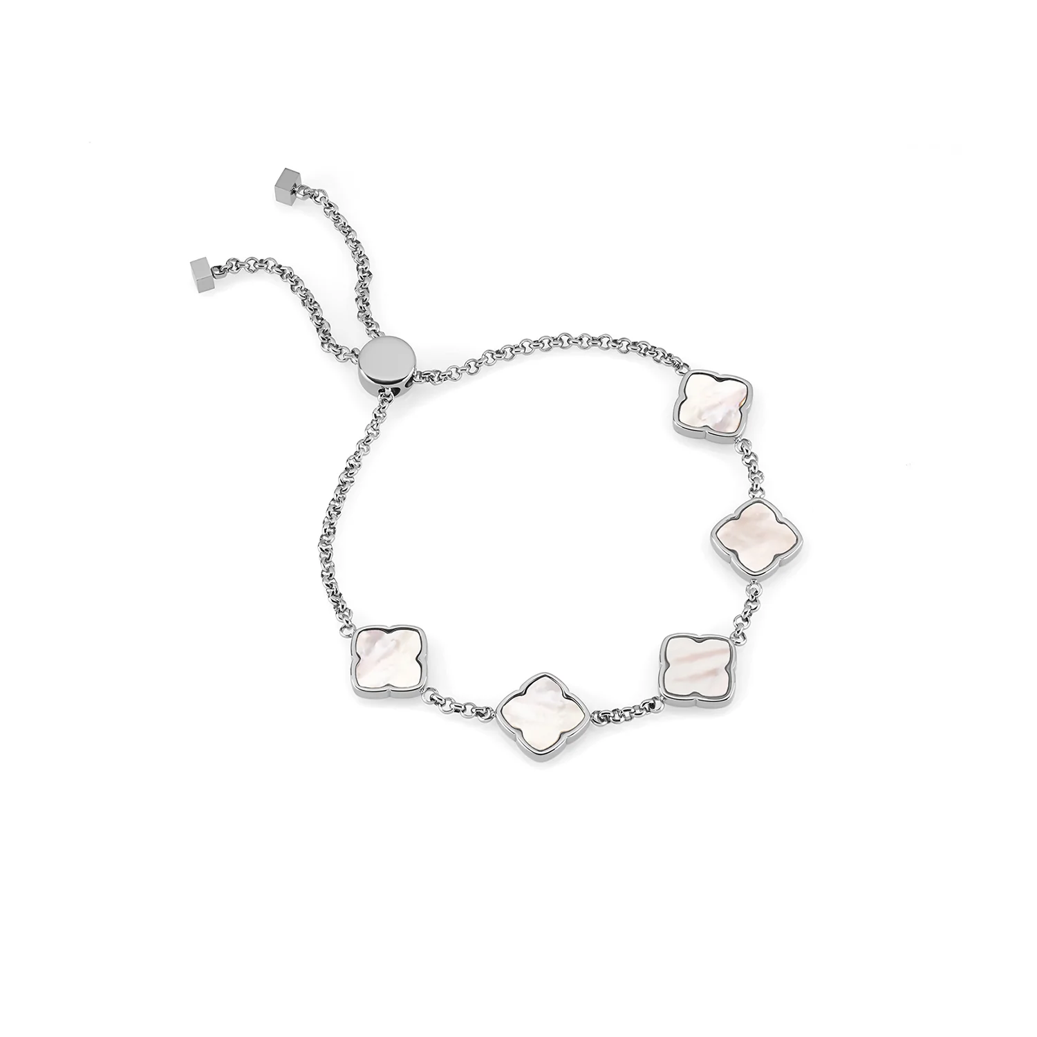 Multi Pearl Clover Bracelet (Silver) - Image 5