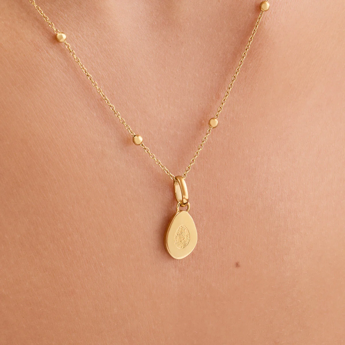 Organic Fingerprint Droplet Necklace (Gold) - Image 2