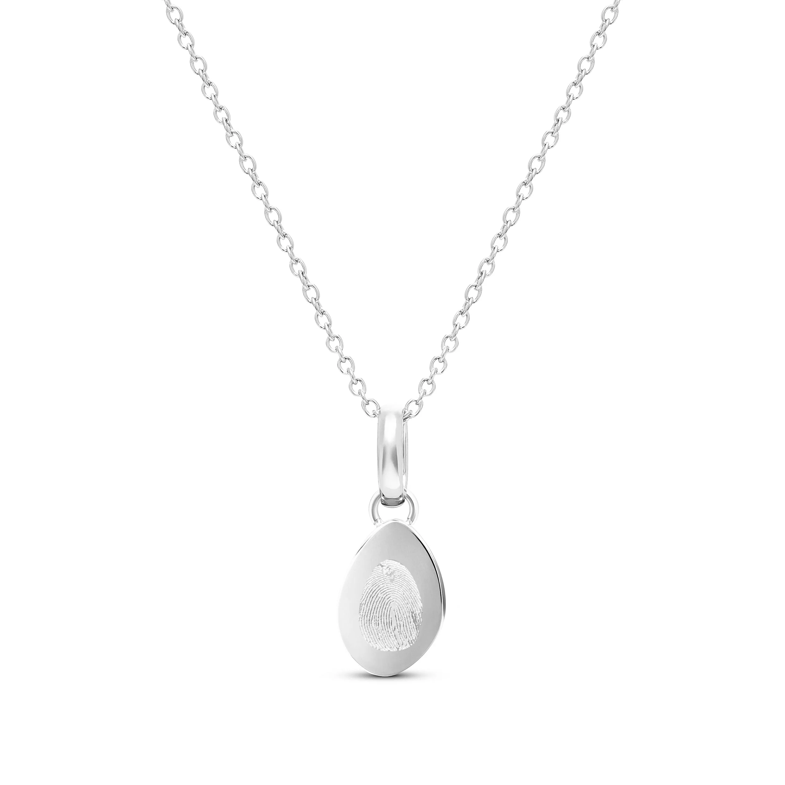 Organic Fingerprint Droplet Necklace (Silver)