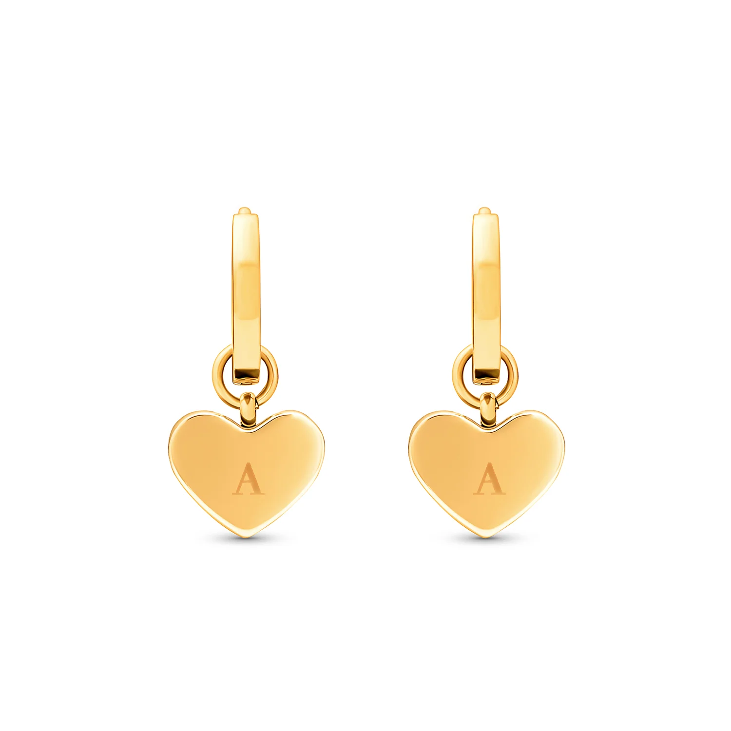 Pale Pink Opal Heart Huggie Earrings (Gold) - Image 8