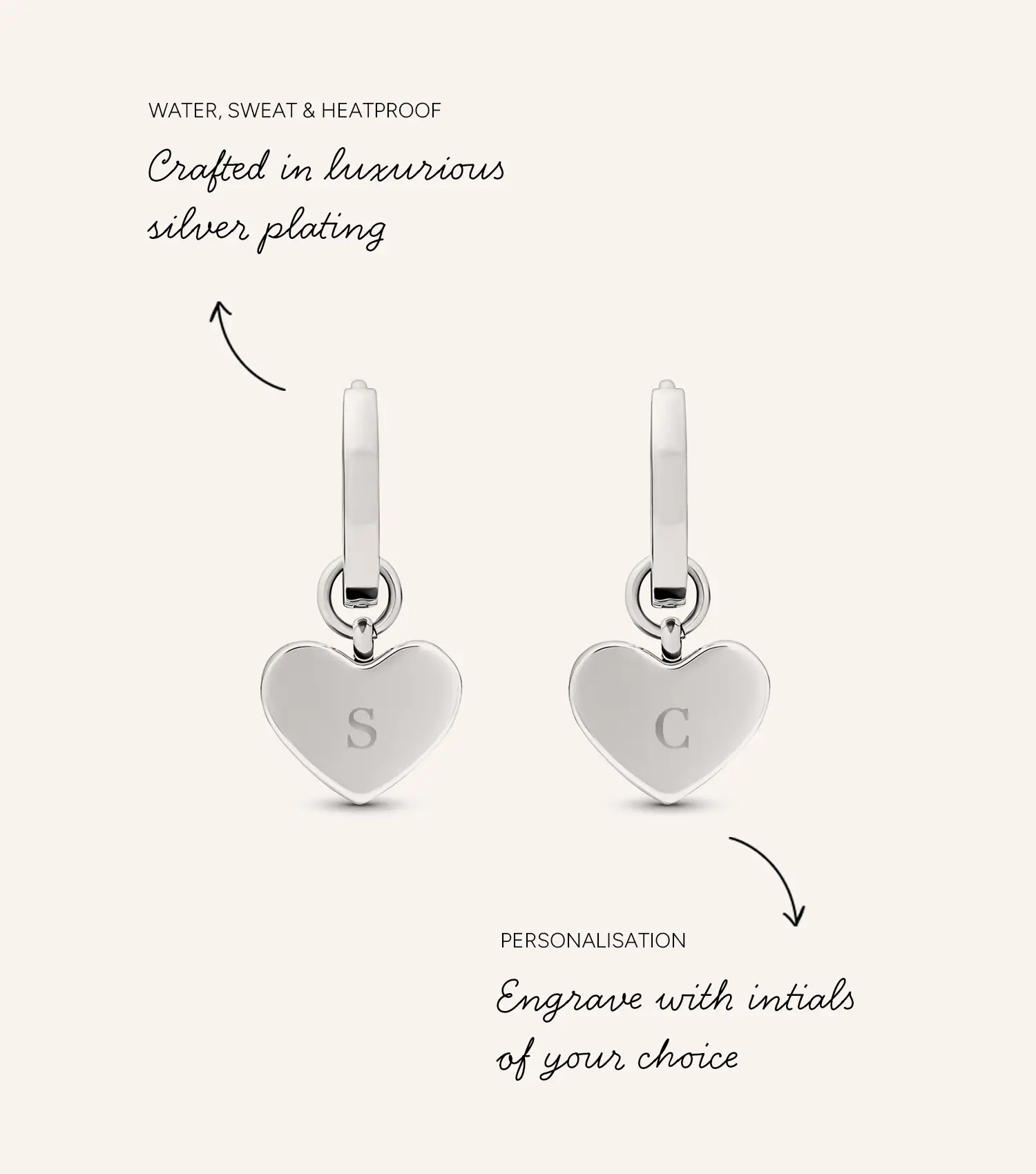 Pale Pink Opal Heart Huggie Earrings (Silver) - Image 3