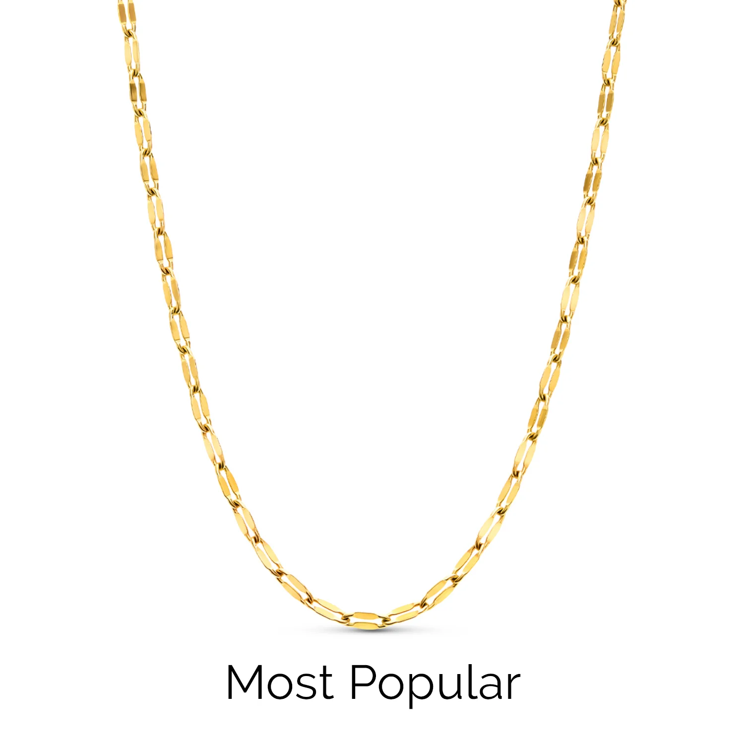 Paperclip Diamond Cut Chain Necklace (Gold) - Image 3