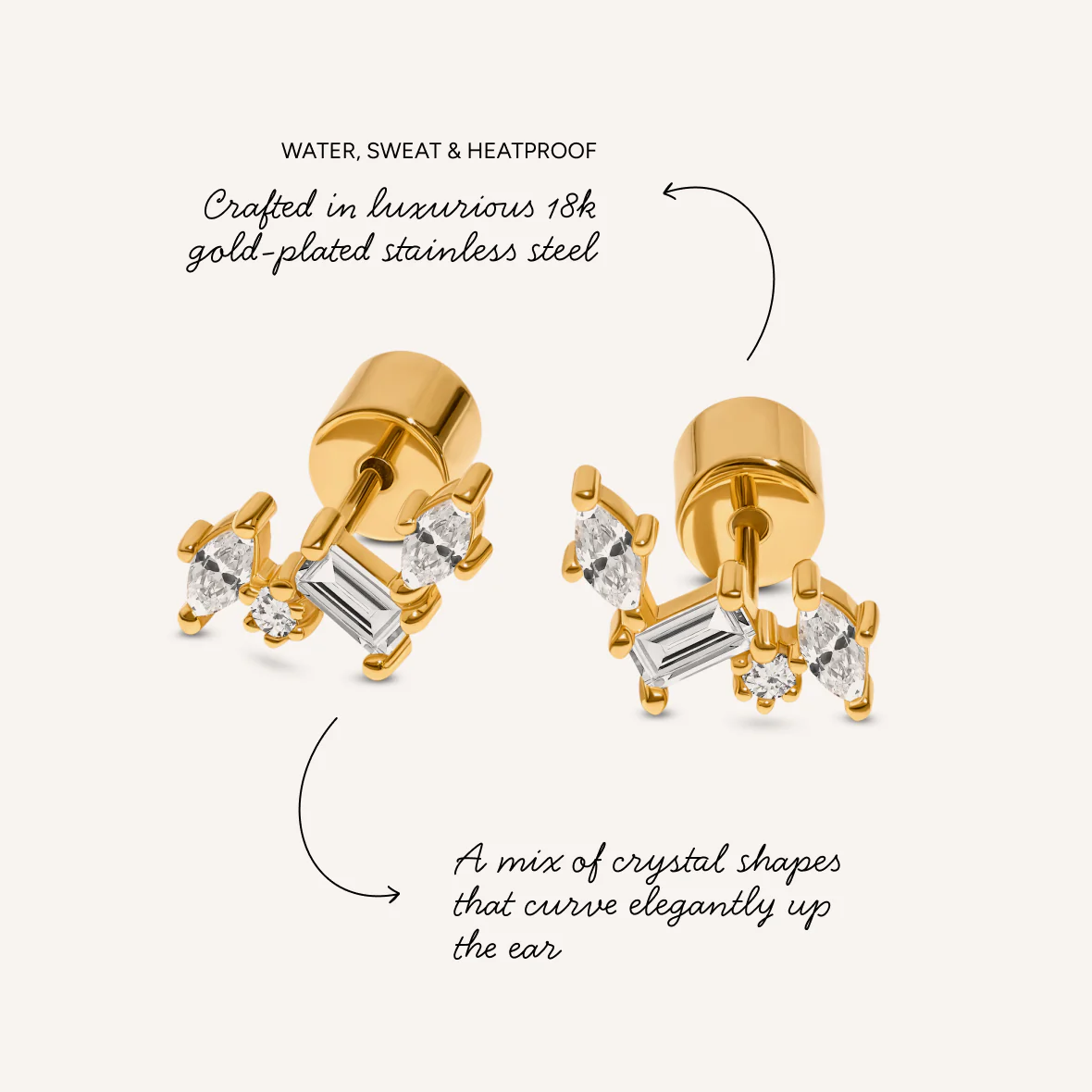 Pavé Climber Earrings (Gold) - Image 3