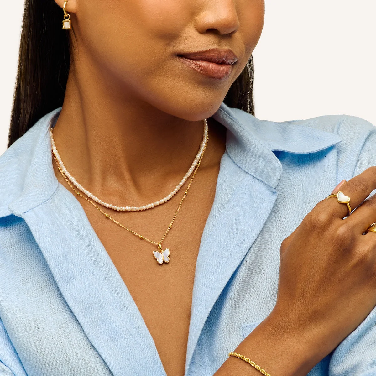 Pearl Butterfly Pendant (Gold) - Image 5