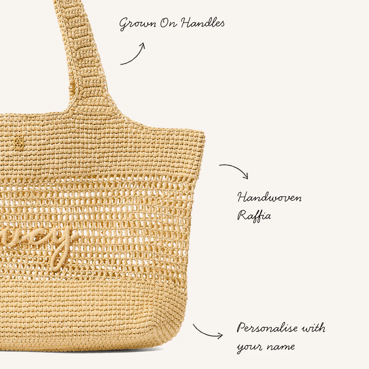 Personalised Raffia Tote Bag (Natural) - Image 3