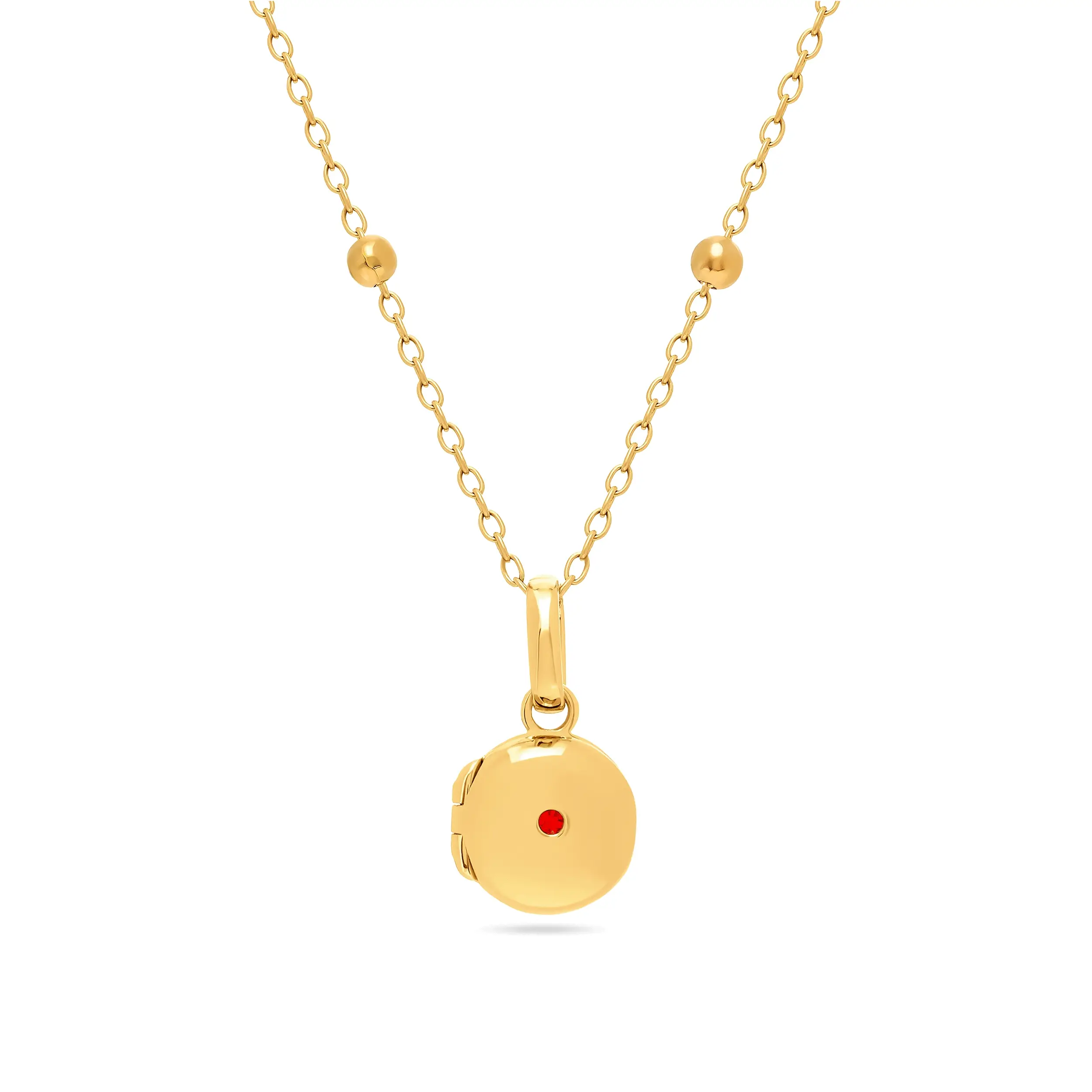 Round Photo Locket Sphere Necklace (Gold)