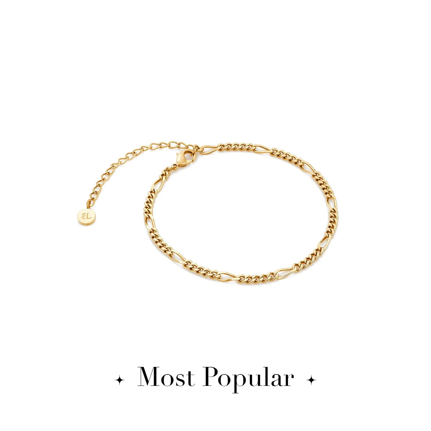 Small Figaro Chain Bracelet (Gold) - Image 2