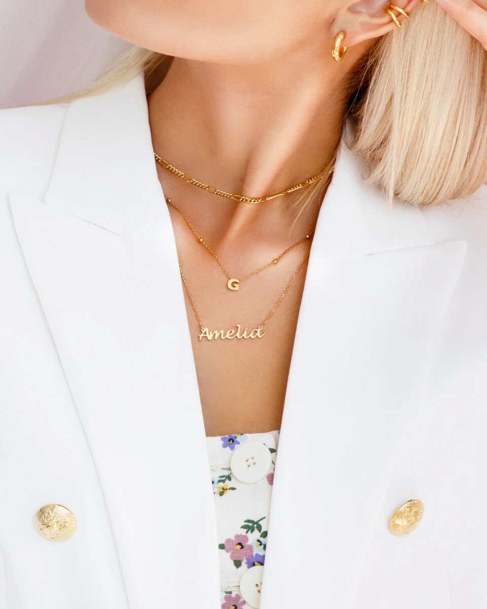 Small Figaro Chain Necklace (Gold) - Image 5