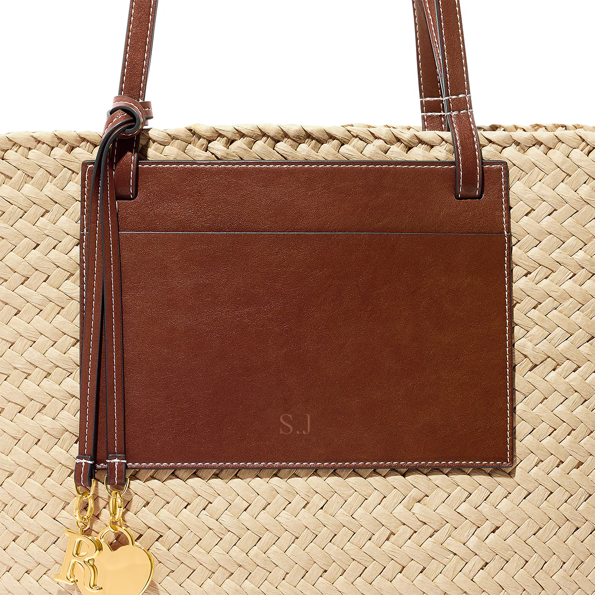 Large Raffia Structured Bag (Natural) - Image 11