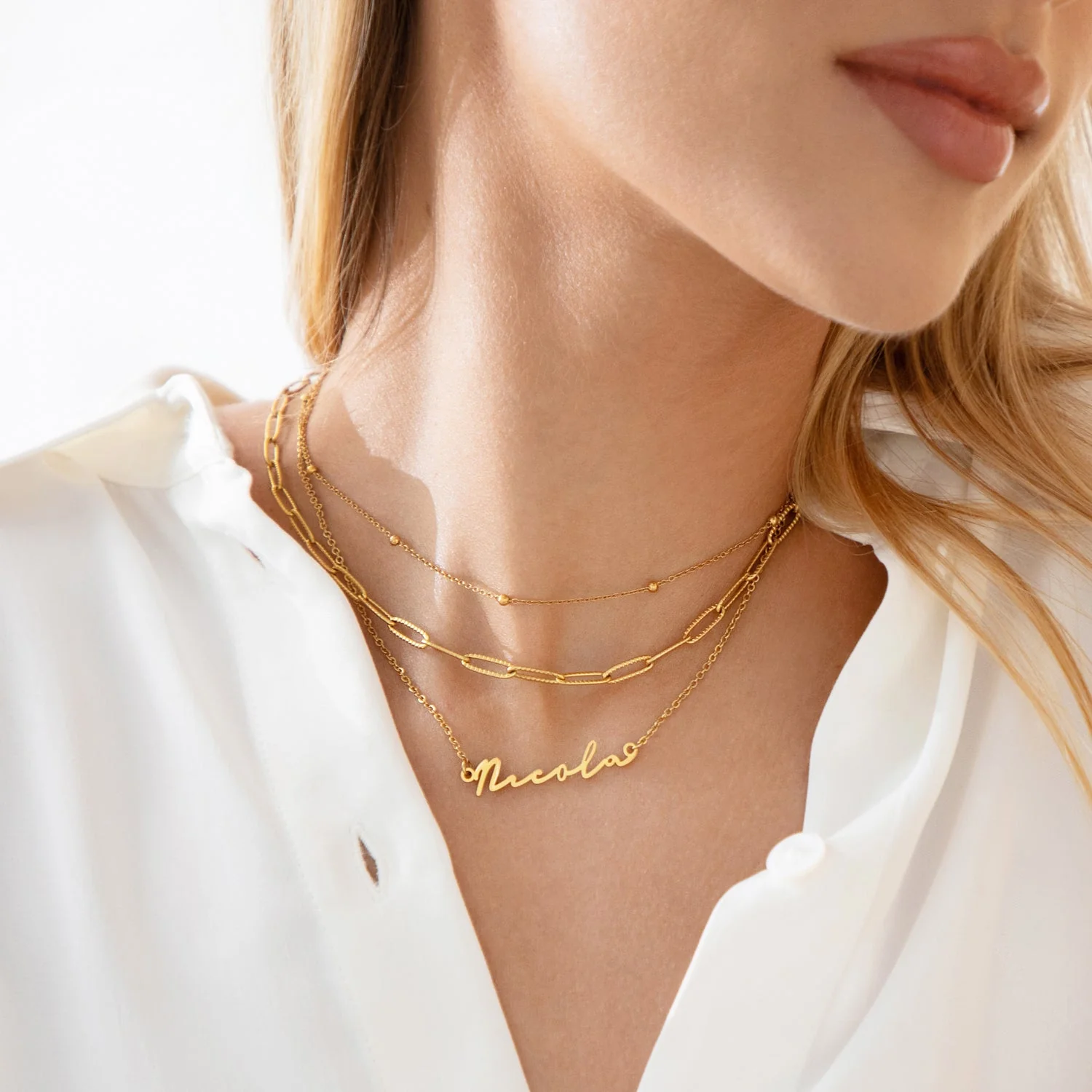 Sphere Chain Necklace (Gold) - Image 3