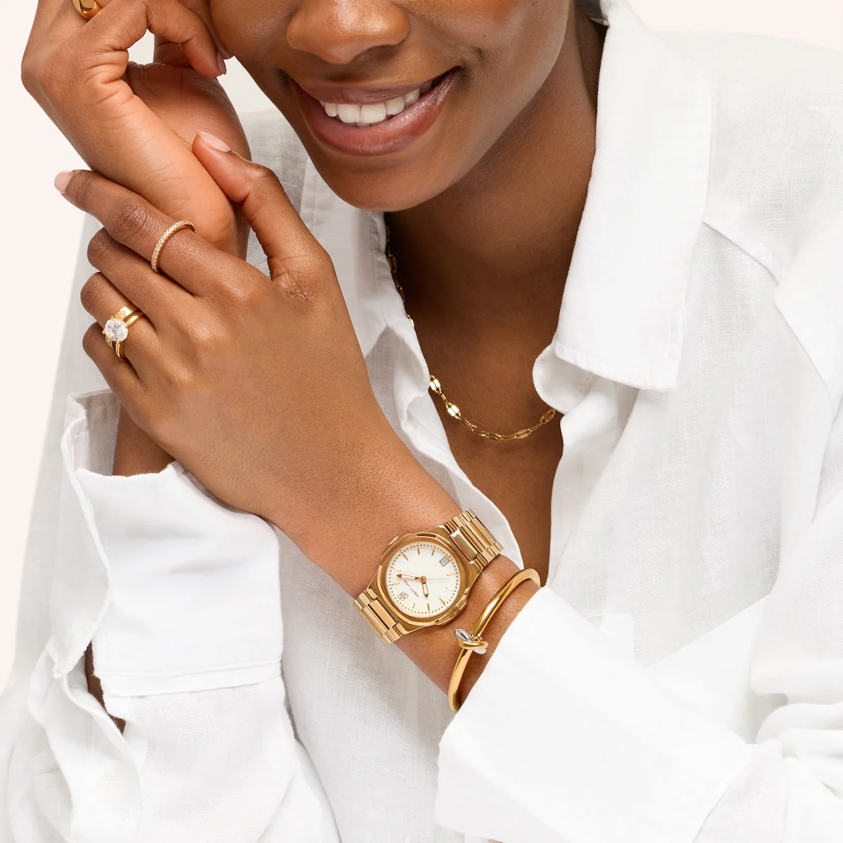 Sports Luxe Watch & Knot Bangle Set (Gold) - Image 2