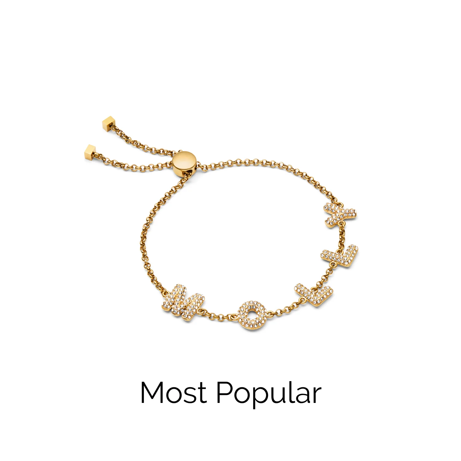 Spotlight Pavé Bubble Name Bracelet (Gold) - Image 7