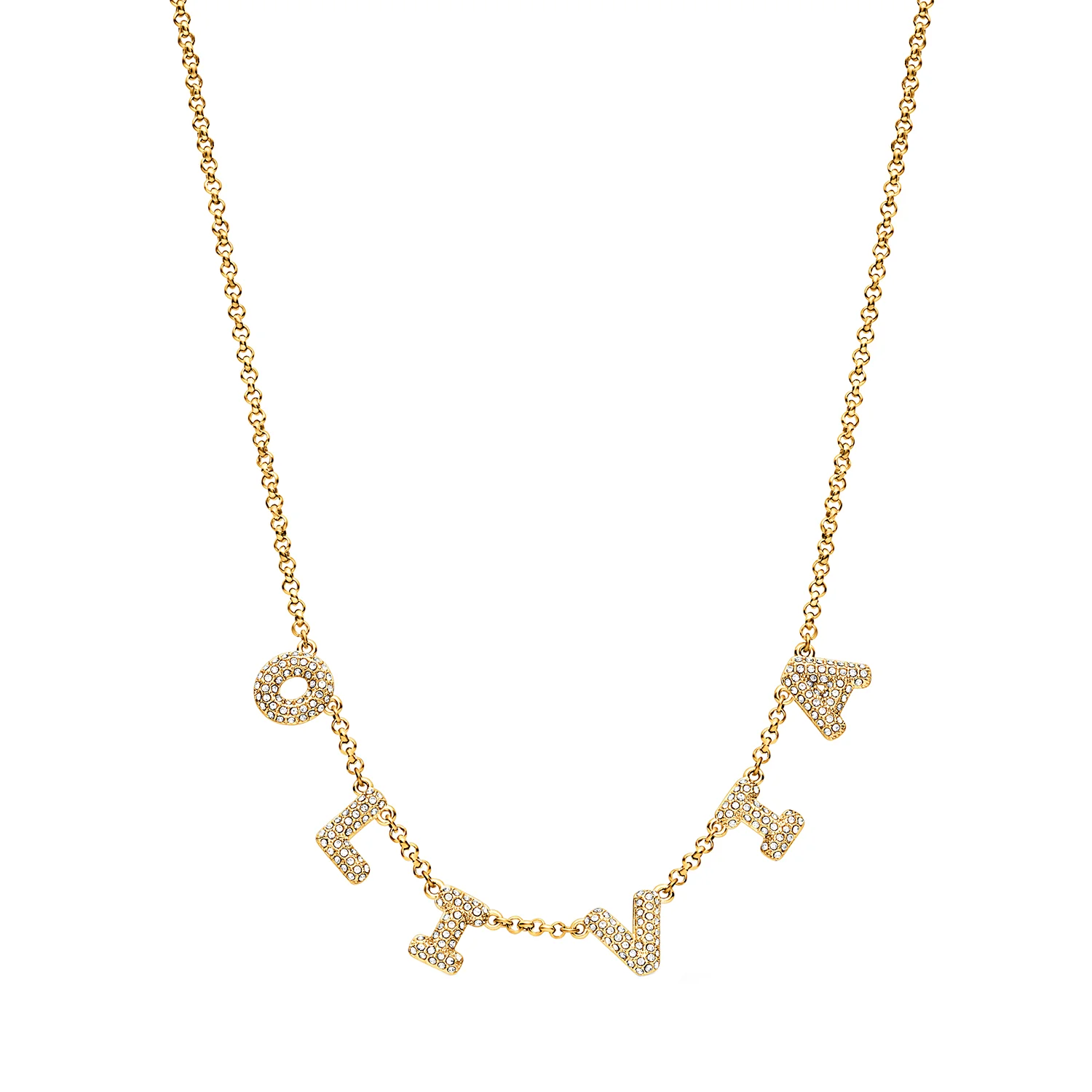 Spotlight Pavé Bubble Name Necklace (Gold) - Image 8