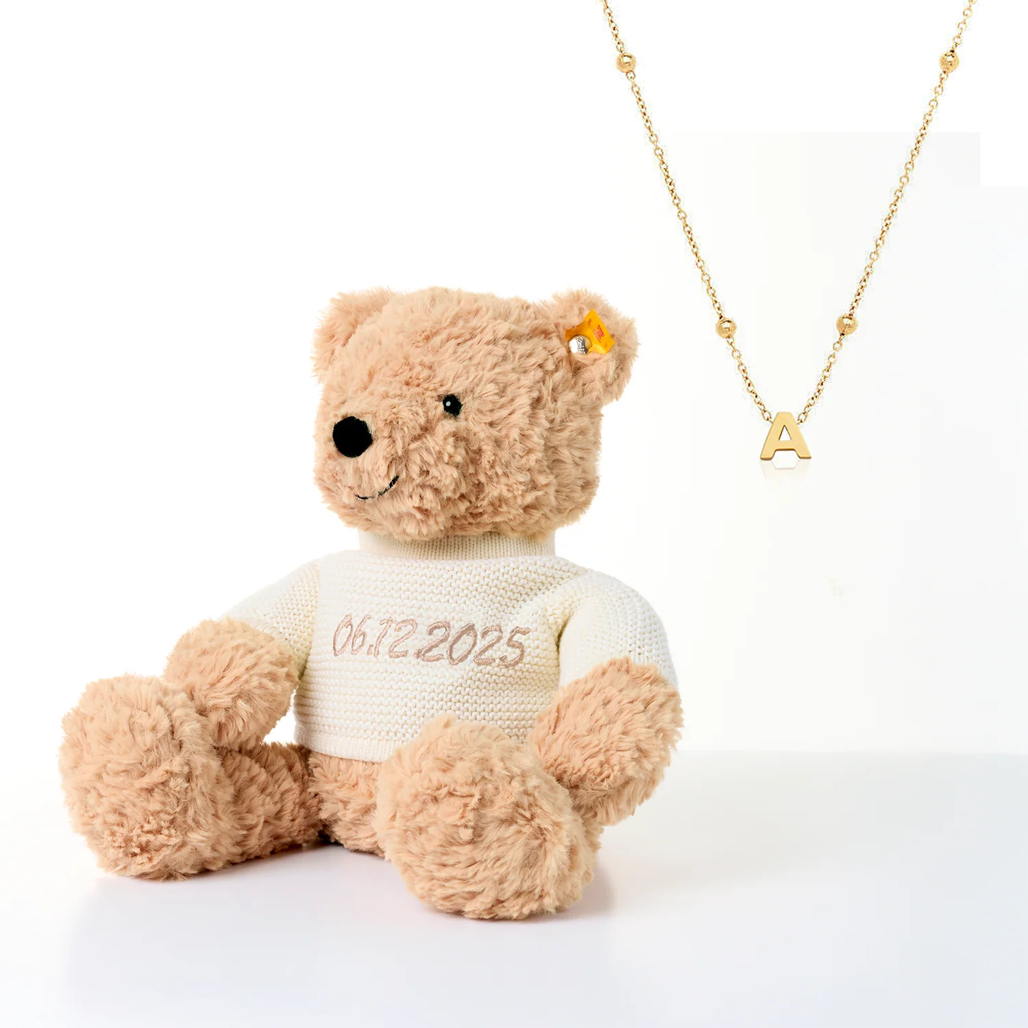 Steiff Teddy Bear & Initial Necklace Bundle (Gold) - Image 34