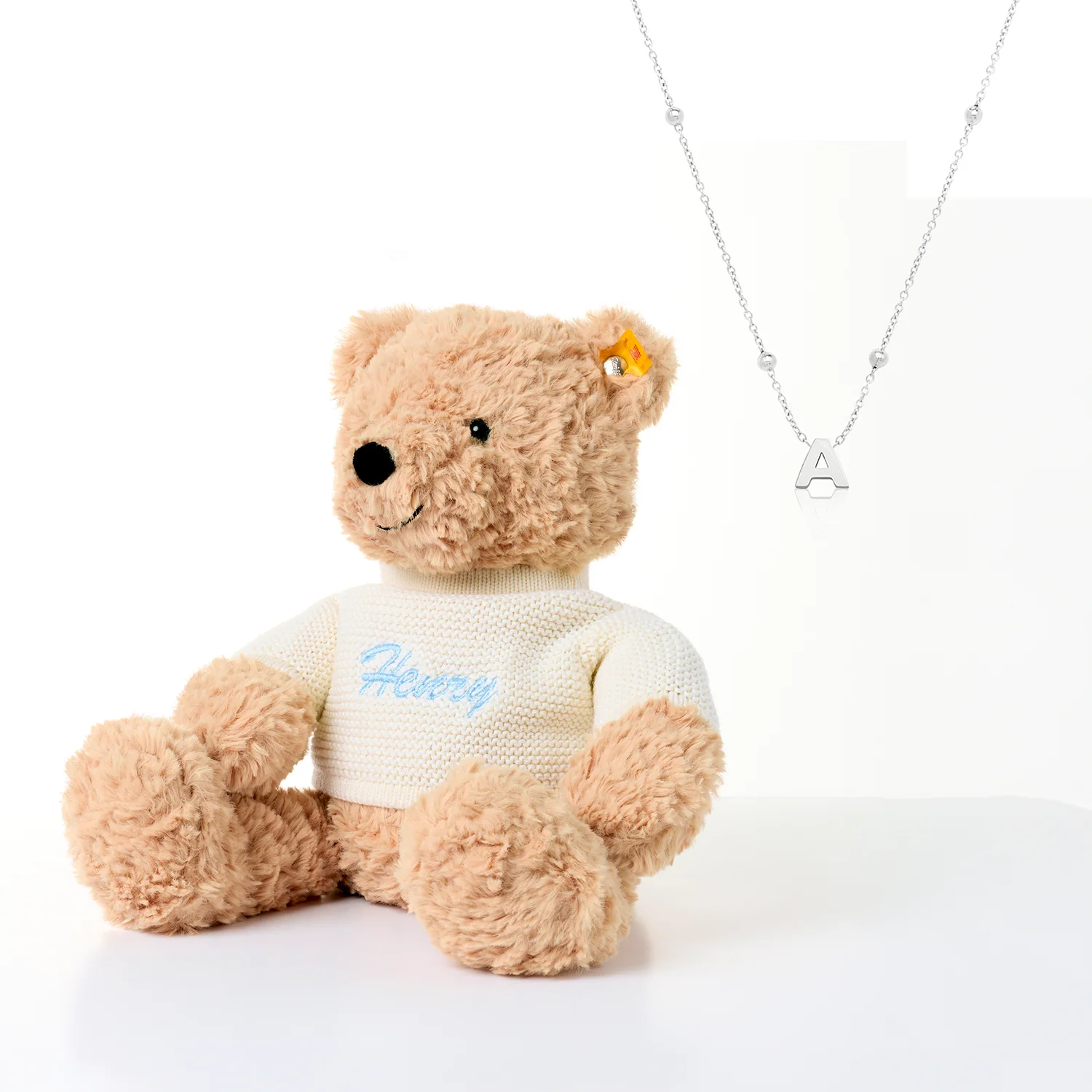 Steiff Teddy Bear & Initial Necklace Bundle (Silver) - Image 34
