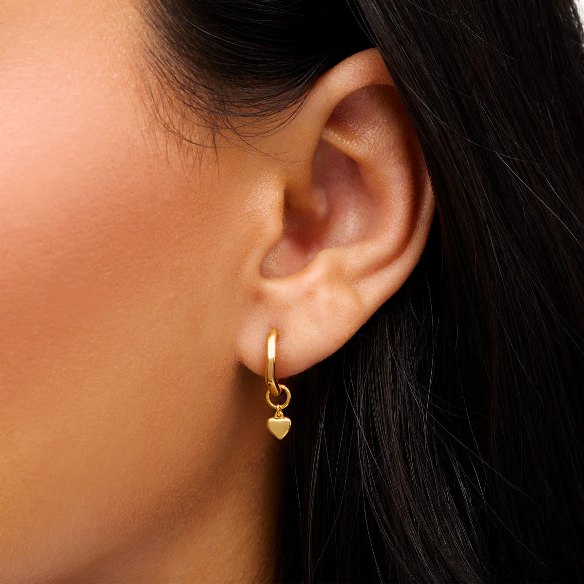 Fine Molten Heart Huggie Earrings (Gold) - Image 2