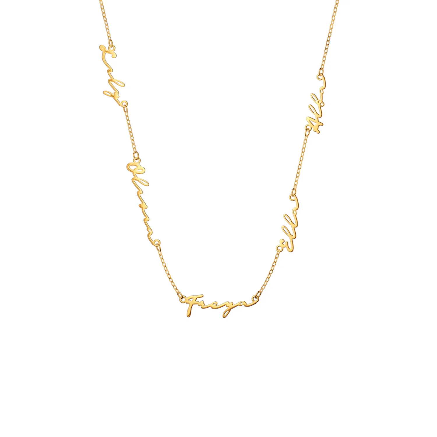 Fine Multi Signature Name Necklace (Gold) - Image 8