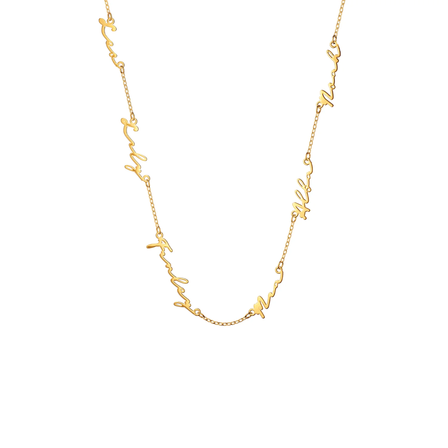 Fine Multi Signature Name Necklace (Gold) - Image 9