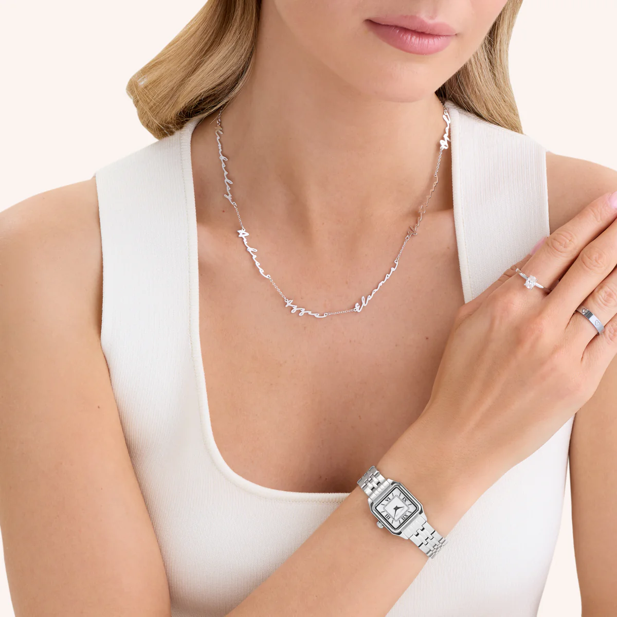 Fine Multi Signature Name Necklace (Silver) - Image 3