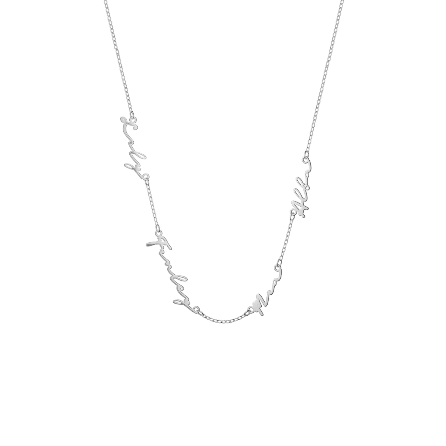 Fine Multi Signature Name Necklace (Silver) - Image 8