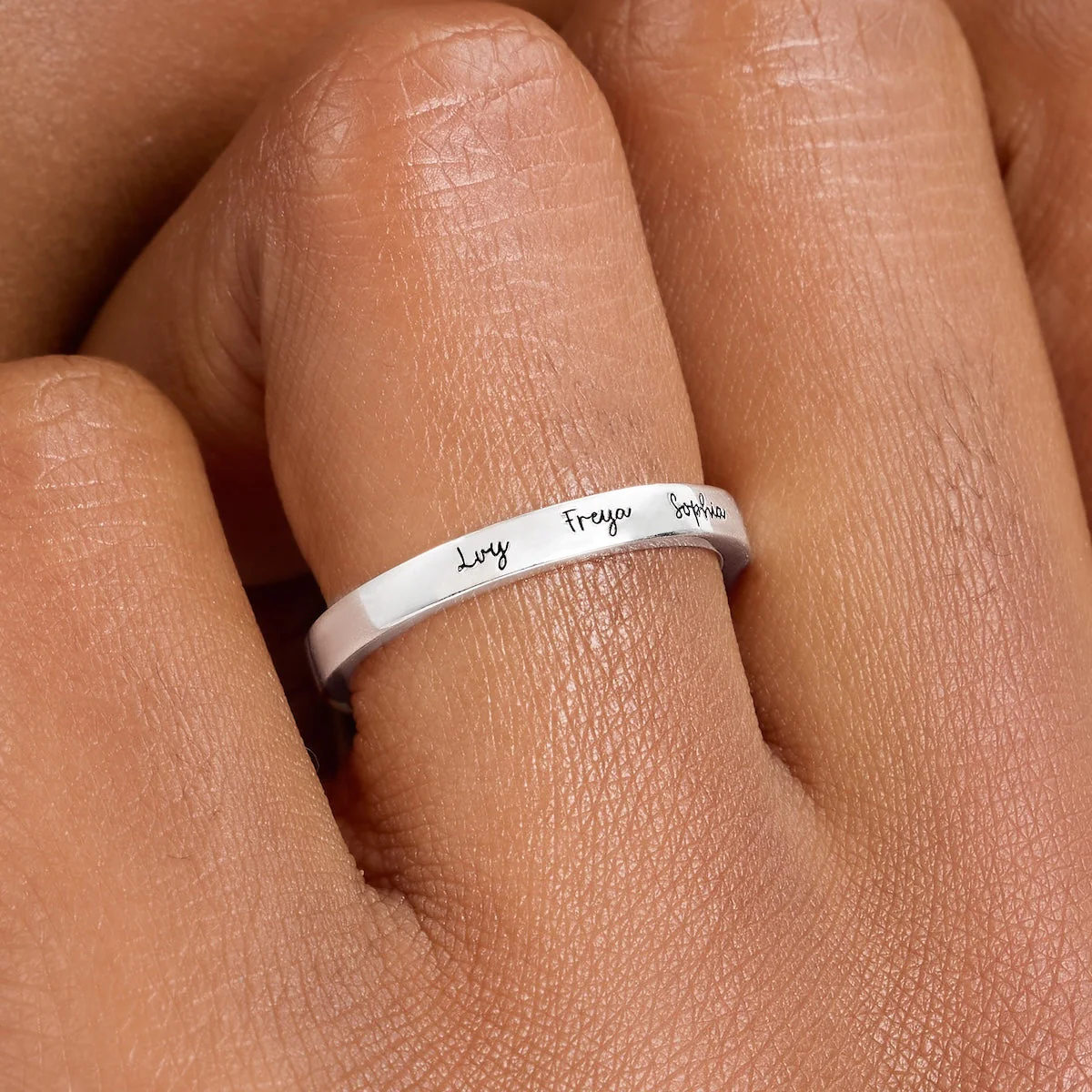 Fine Script Name Ring (Silver) - Image 2