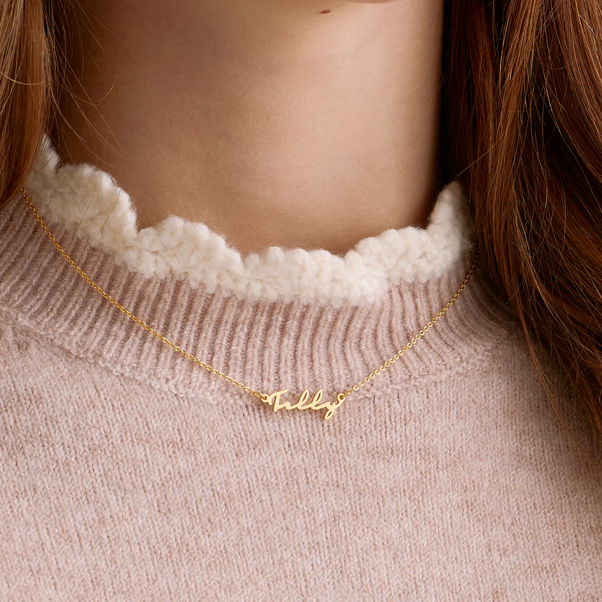 Matching Fine 'Mini & Me' Signature Name Necklace Set (Gold) - Image 2