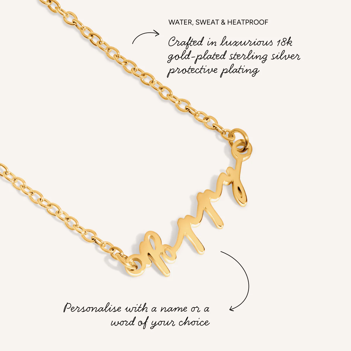 Matching Fine 'Mini & Me' Signature Name Necklace Set (Gold) - Image 3