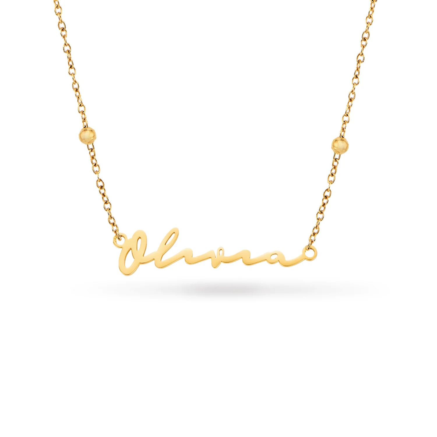 Matching Fine 'Mini & Me' Signature Name Necklace Set (Gold) - Image 8