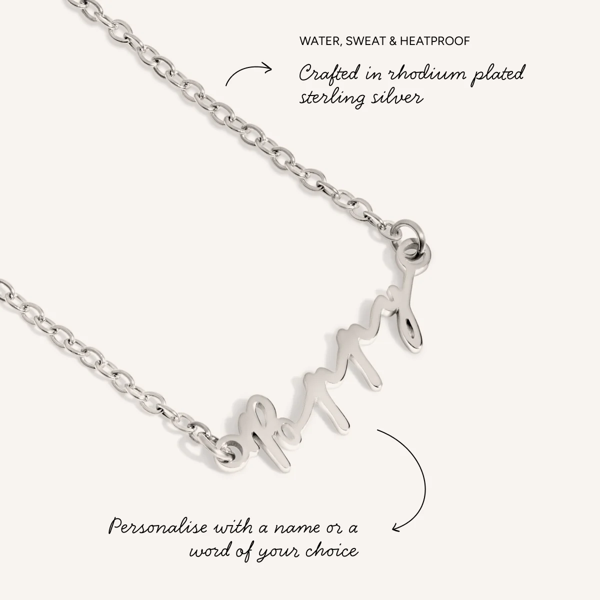 Matching Fine 'Mini & Me' Signature Name Necklace Set (Silver) - Image 3