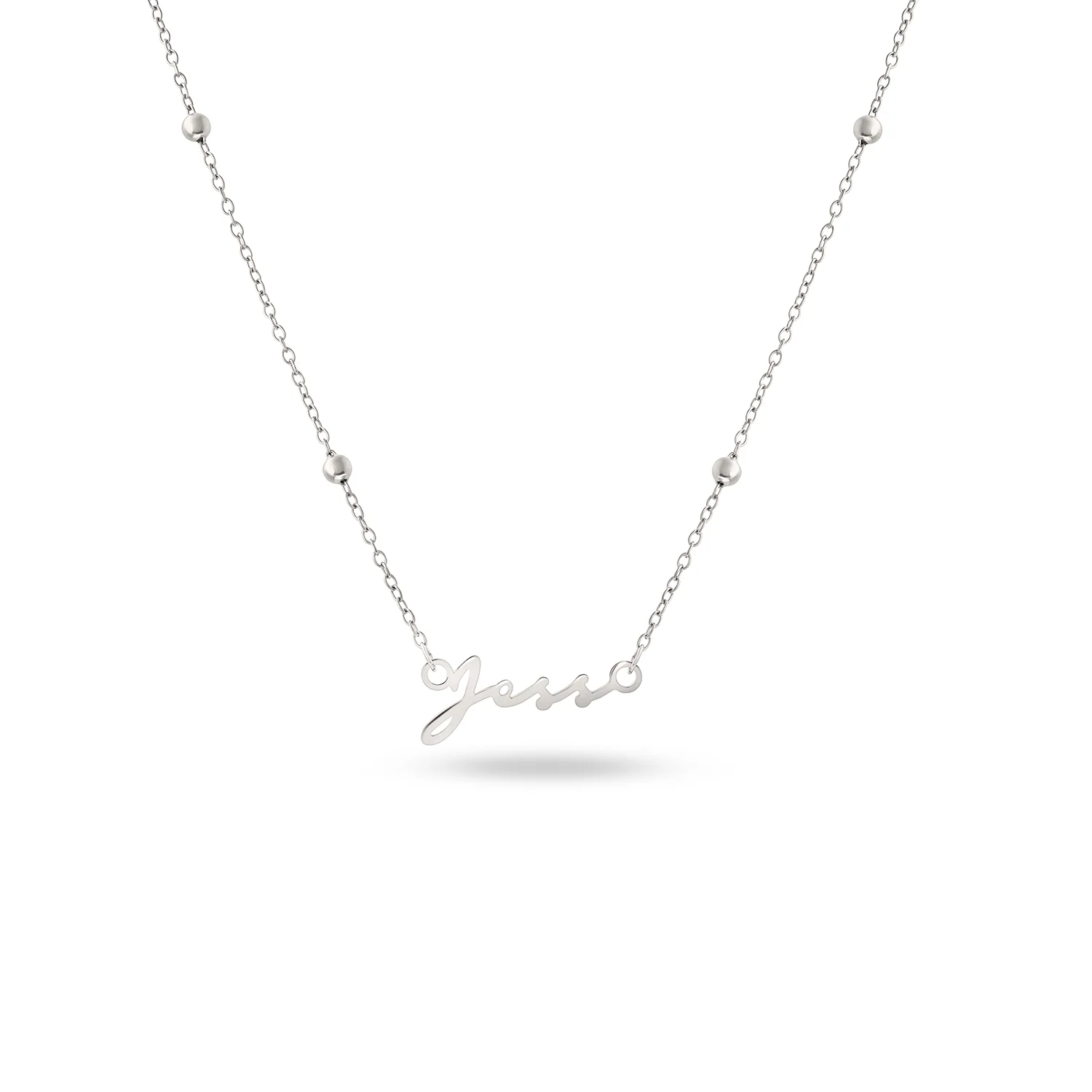 Matching Fine 'Mini & Me' Signature Name Necklace Set (Silver) - Image 8