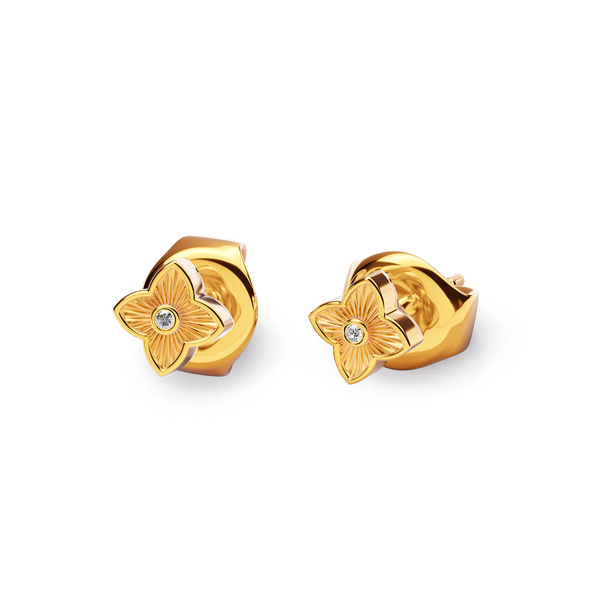 Fine Flower Stud Earrings (Gold) - Image 4