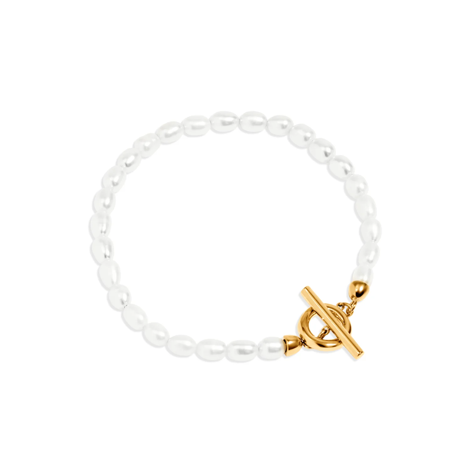 T-bar Pearl Bracelet (Gold) - Image 8