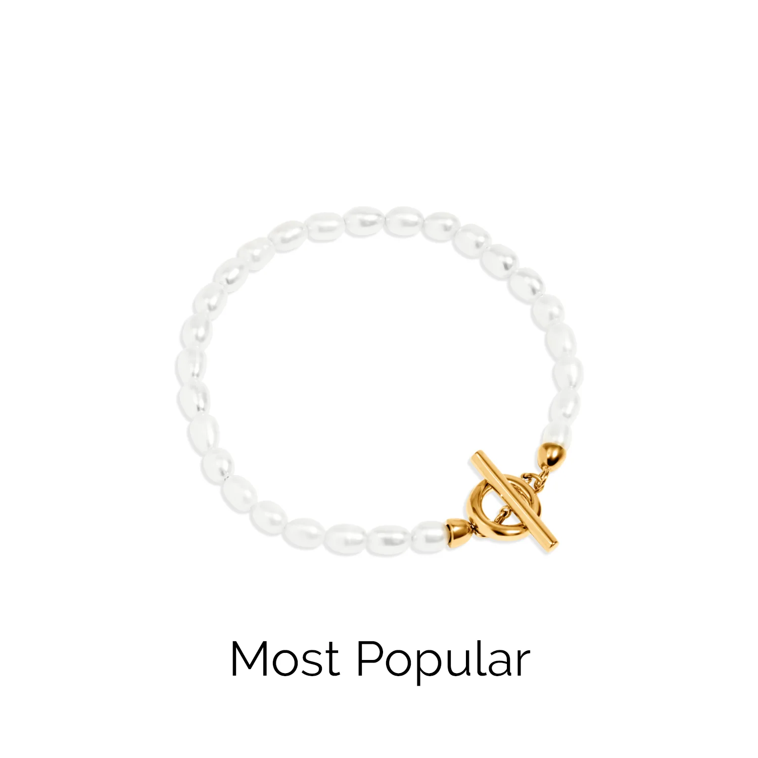 T-bar Pearl Bracelet (Gold) - Image 9