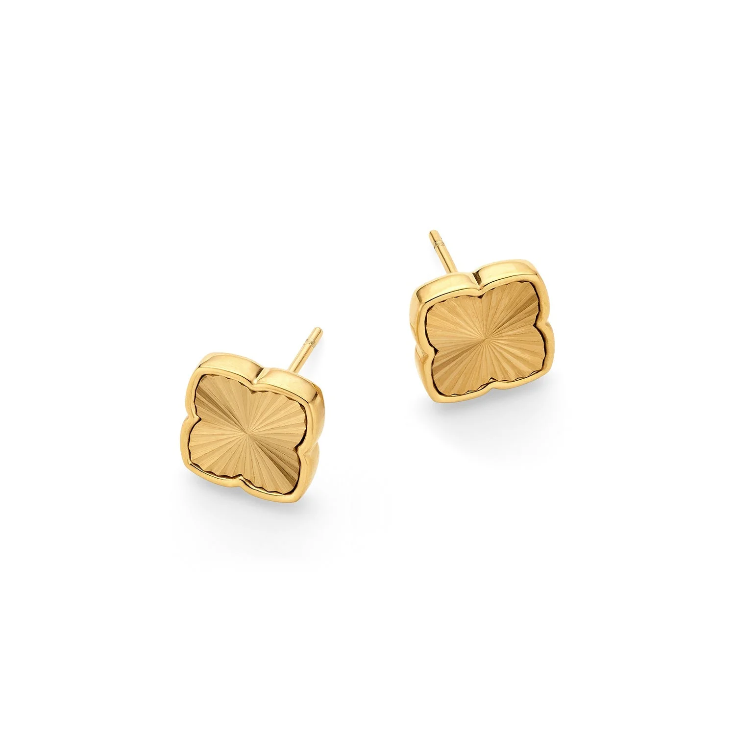 Textured Clover Stud Earrings (Gold) - Image 4
