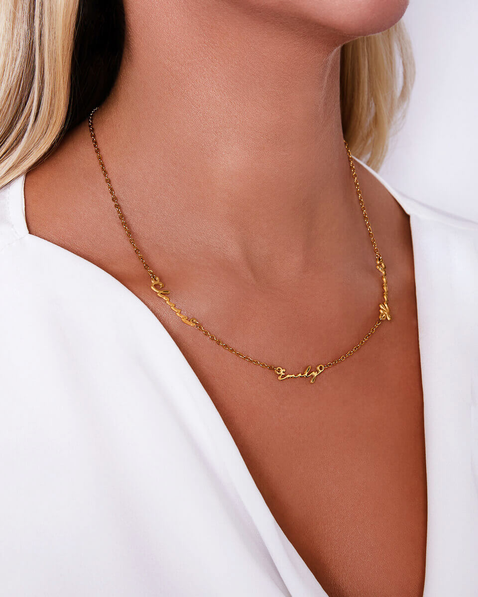 Triple Signature Name Necklace (Gold) - Image 2