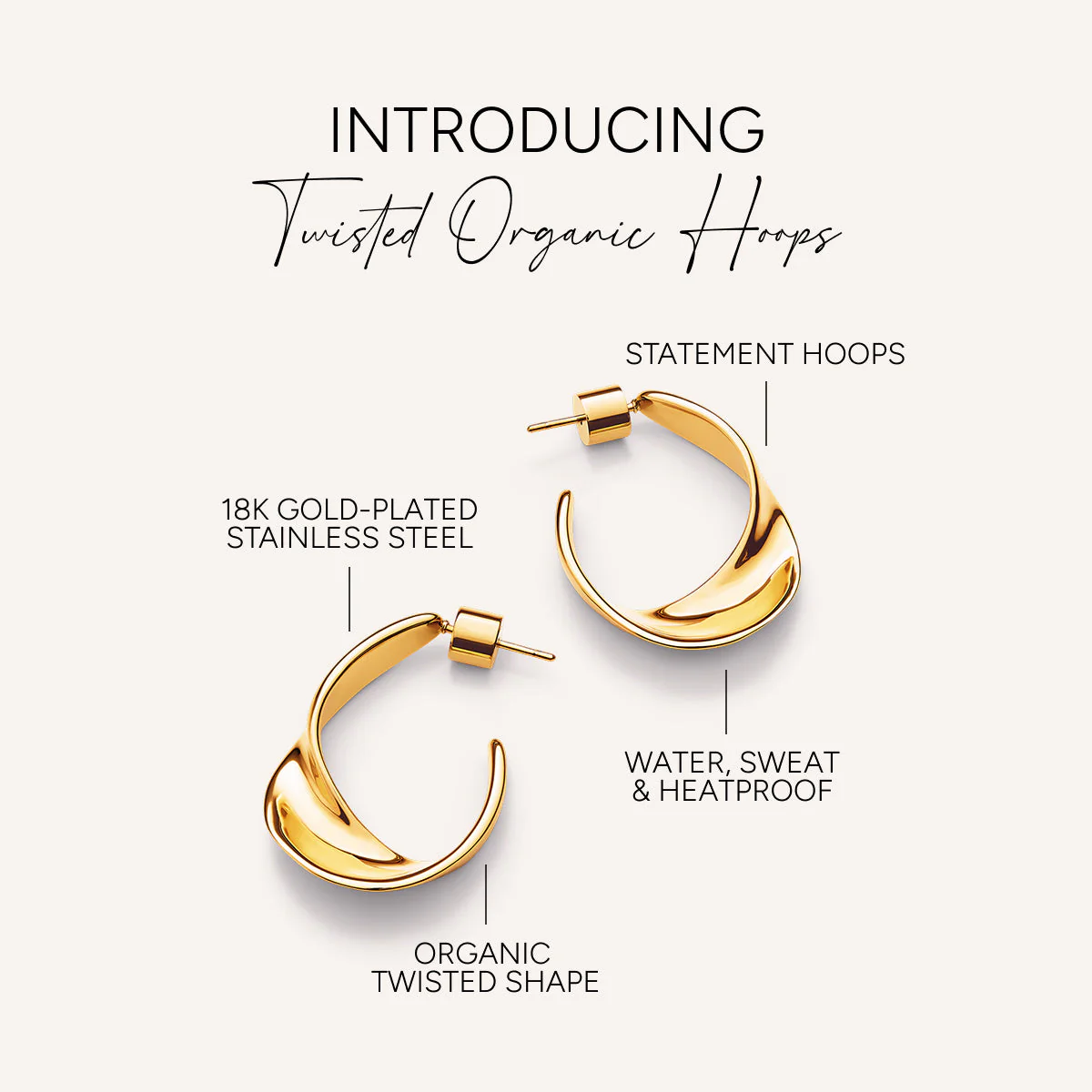 Twisted Organic Hoops (Gold) - Image 4