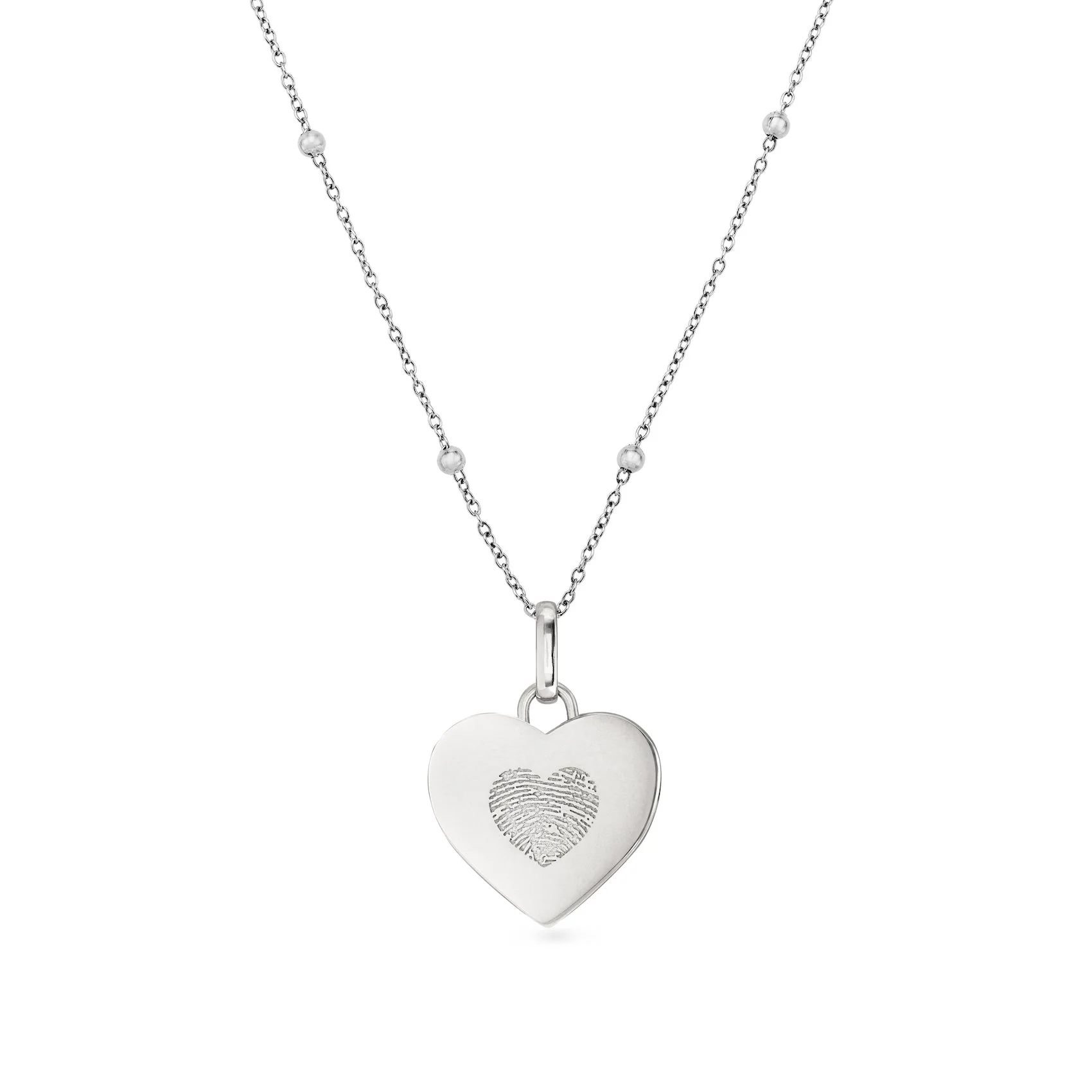 Uniquely Yours Fingerprint Heart Necklace - Single Fingerprint (Silver)